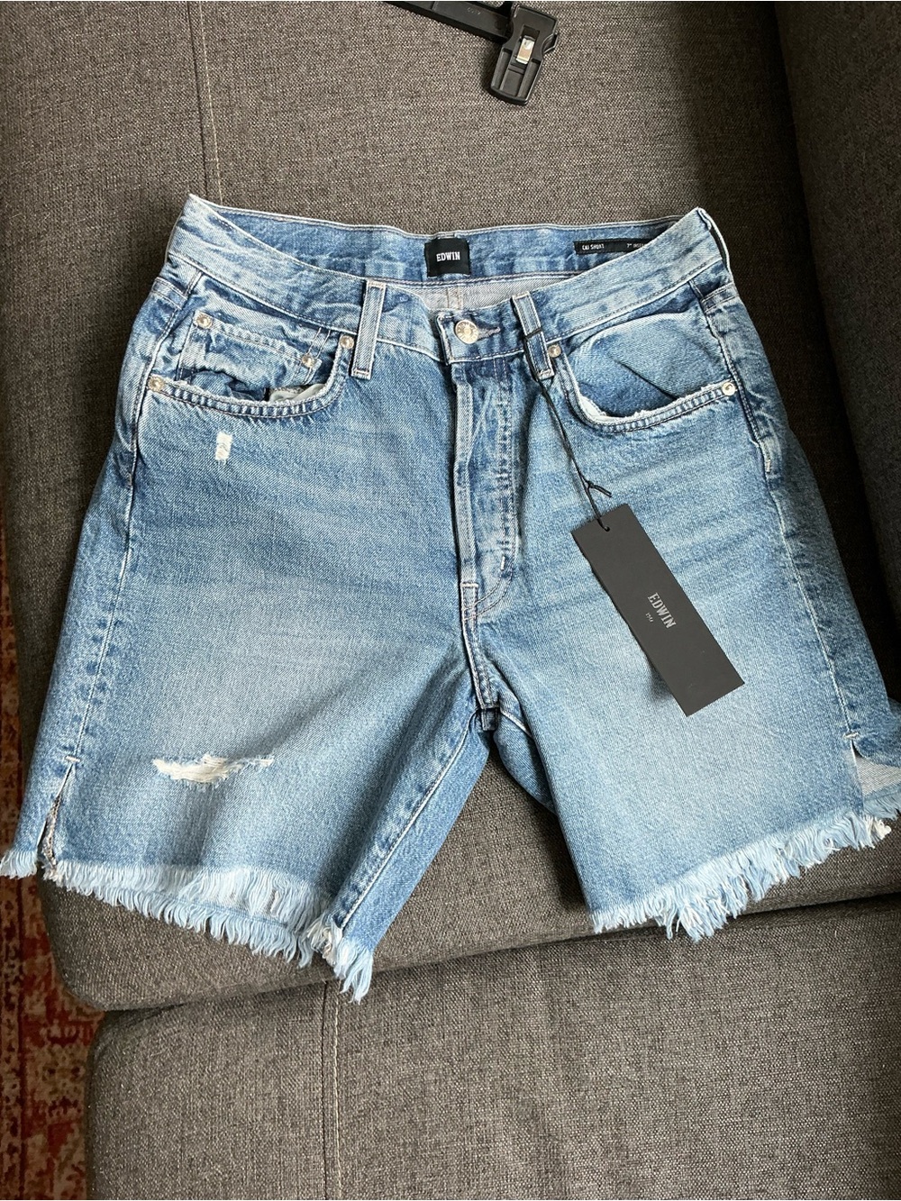 Edwin Light Blue Denim Jeans with Tag festival raw hem boho casual size 27 - Picture 4 of 12